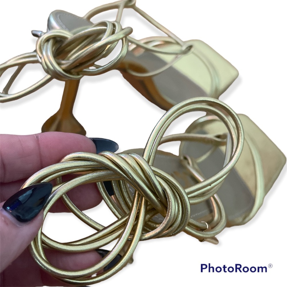 New with Box EGO Ring Top Gold Strappy Heels - Picture 7 of 15